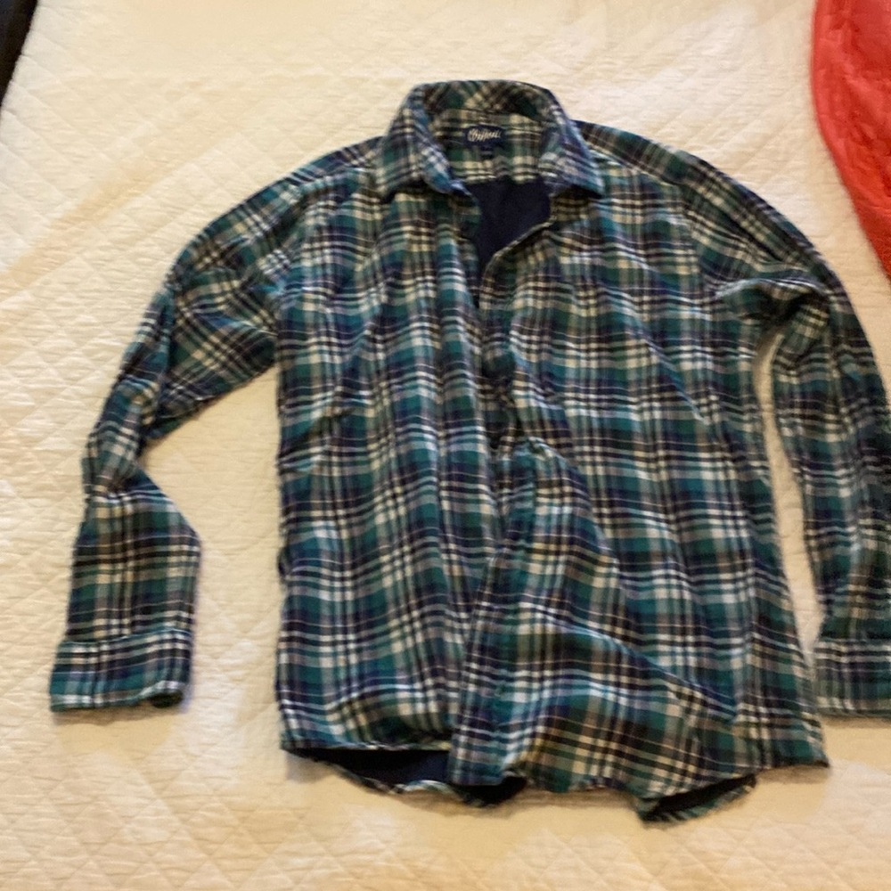 Oxford green and blue patterned shirt